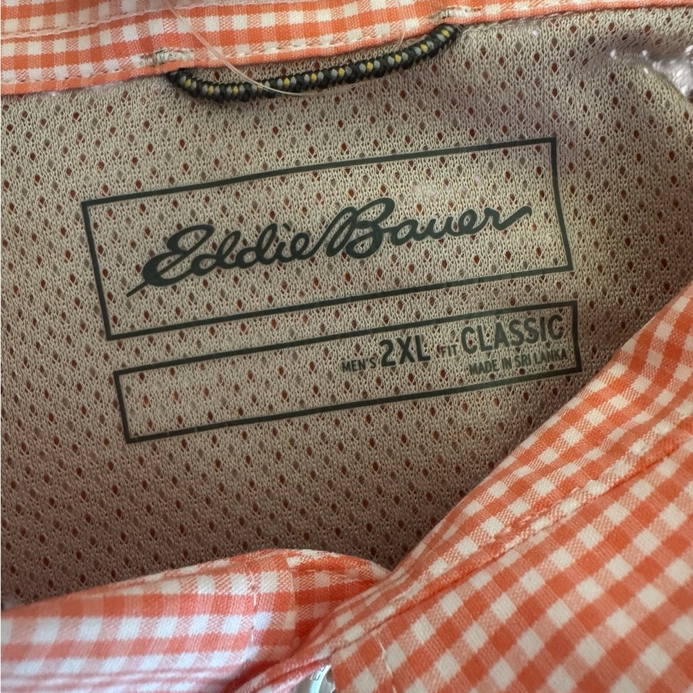 Eddie Bauer Peach Checkered Voyager Shirt